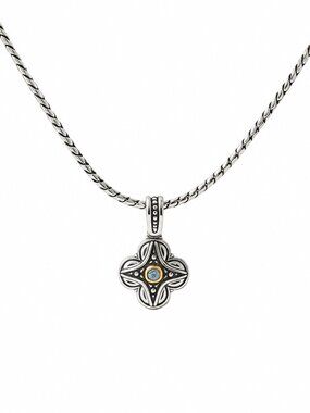 KONSTANTINO 925 Sterling Silver 18K Gold Dome Blue Spinel Pendant Necklace 18"